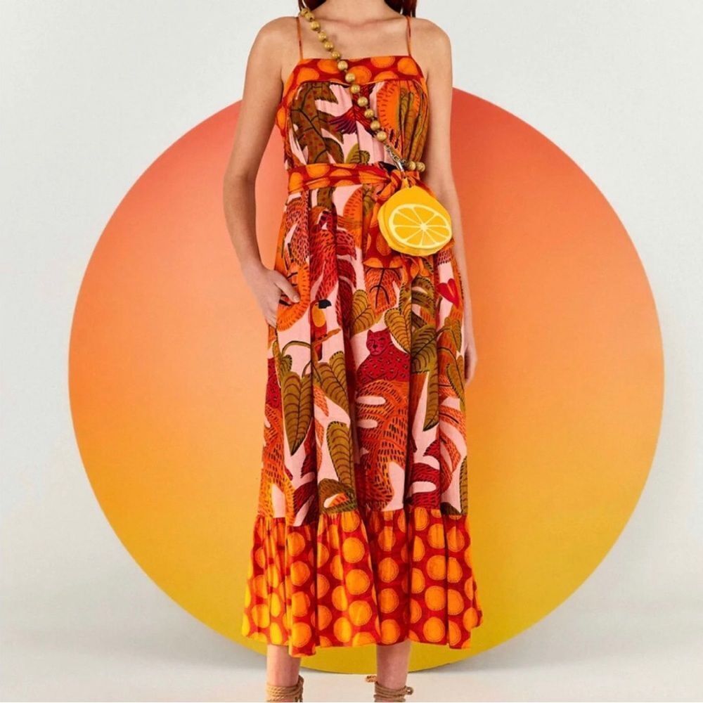 NWT Farm Rio Dress Maxi Belted Floral - Picture 13 of 16